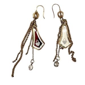 Juicy Couture Gold tone Dangle mirrored crystal crown pierced Earrings marked